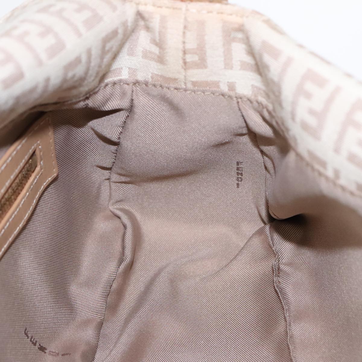 FENDI Zucchino Canvas Mamma Baguette Shoulder Bag Beige Gold yk15046A