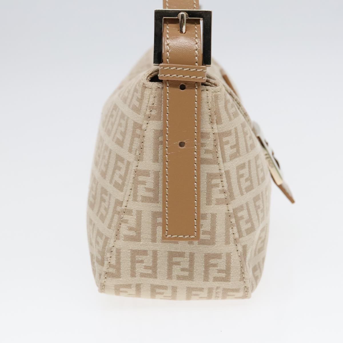 FENDI Zucchino Canvas Mamma Baguette Shoulder Bag Beige Gold yk15046A