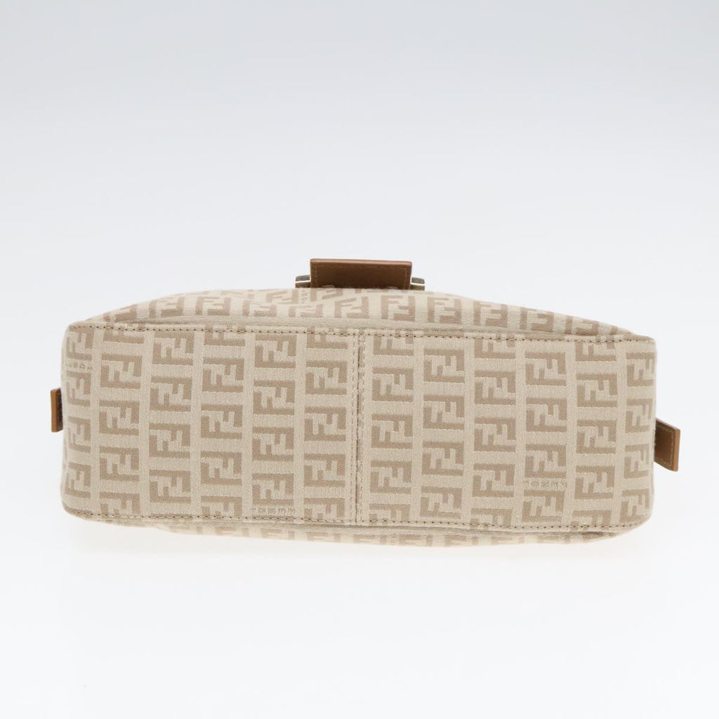 FENDI Zucchino Canvas Mamma Baguette Shoulder Bag Beige Gold yk15046A