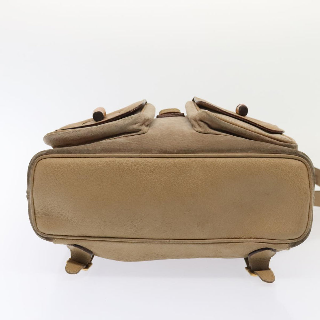 GUCCI Bamboo Backpack Suede Outlet Beige Gold 003 1998 0016 yk15048