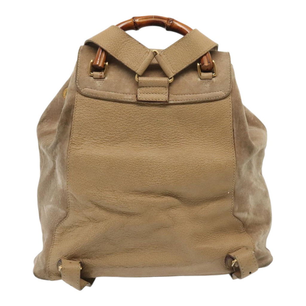 GUCCI Bamboo Backpack Suede Outlet Beige Gold 003 1998 0016 yk15048