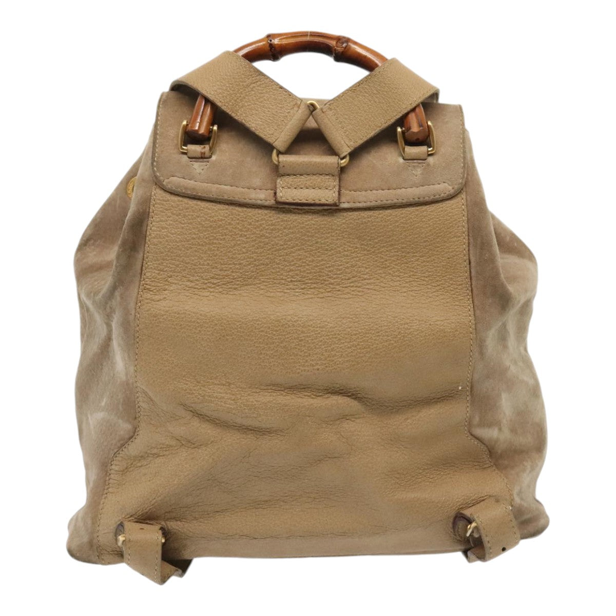 GUCCI Bamboo Backpack Suede Outlet Beige Gold 003 1998 0016 yk15048