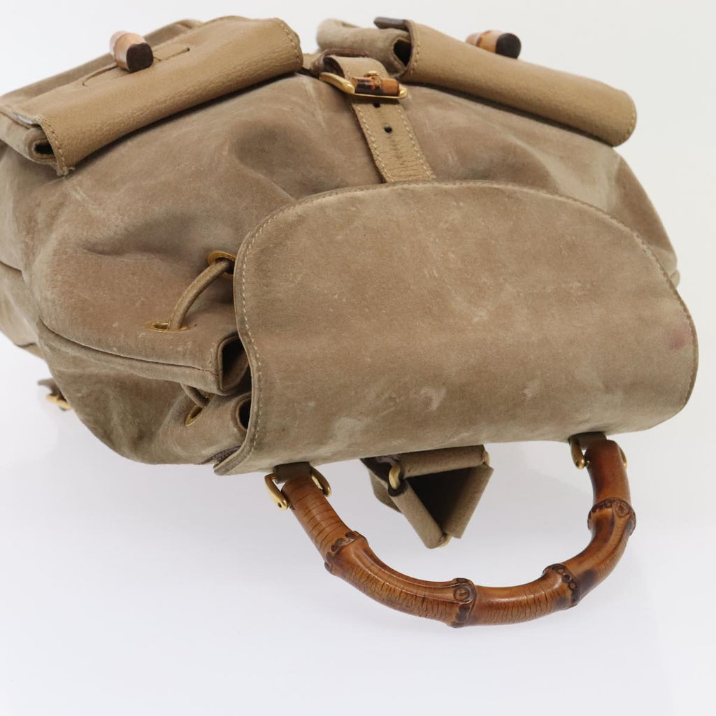 GUCCI Bamboo Backpack Suede Outlet Beige Gold 003 1998 0016 yk15048