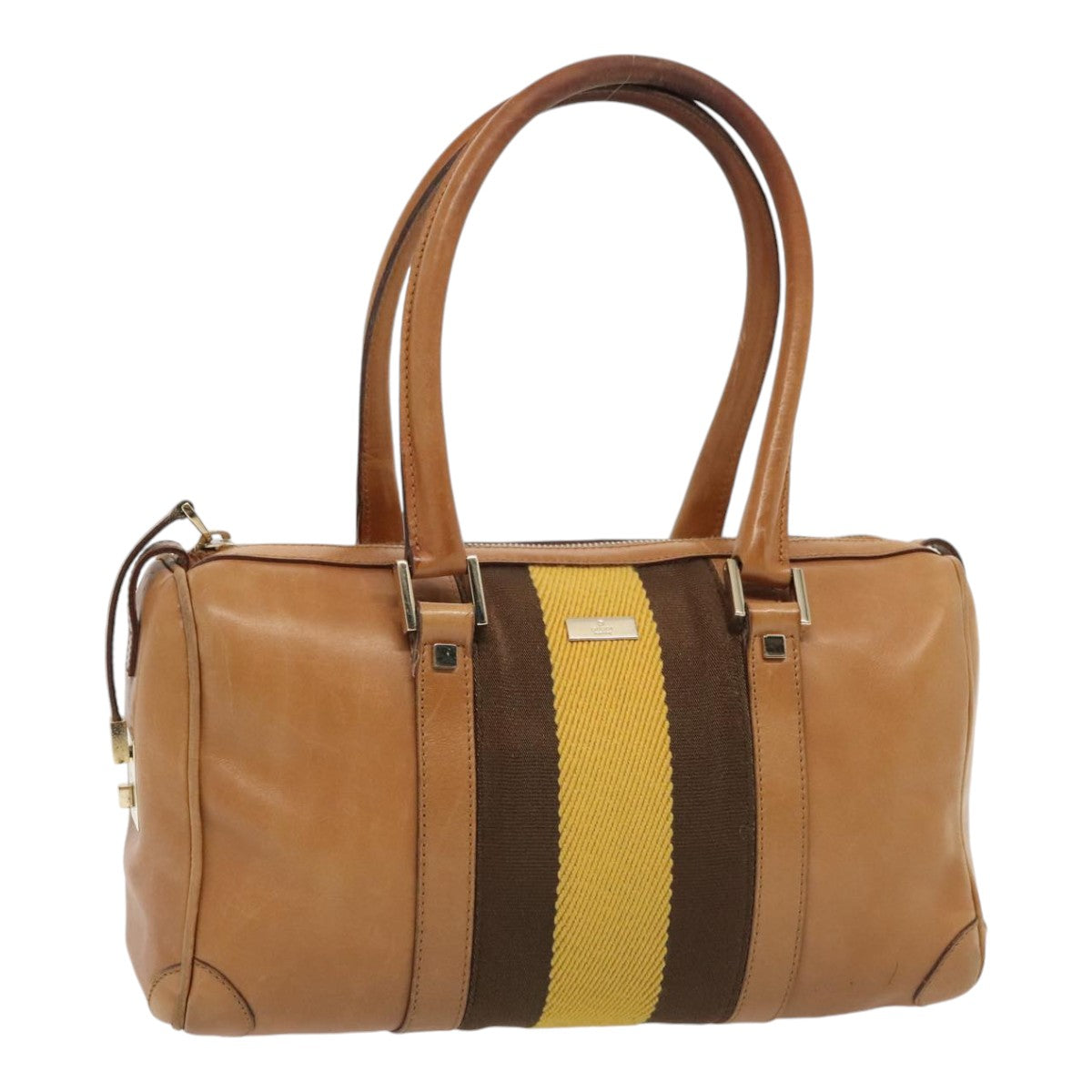 GUCCI Sherry Line Hand Bag Leather Brown Yellow gold 000 0851 yk15053