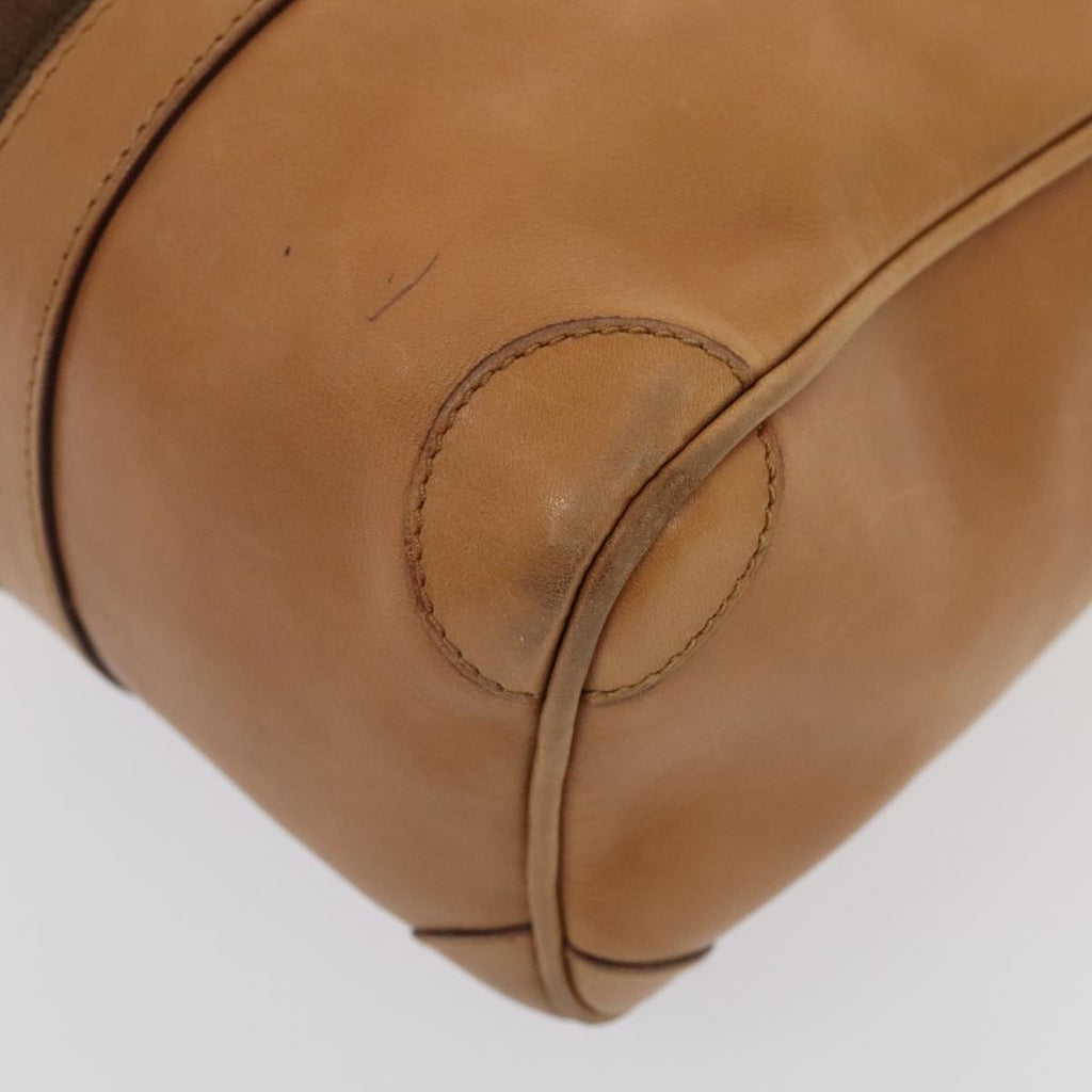 GUCCI Sherry Line Hand Bag Leather Brown Yellow gold 000 0851 yk15053