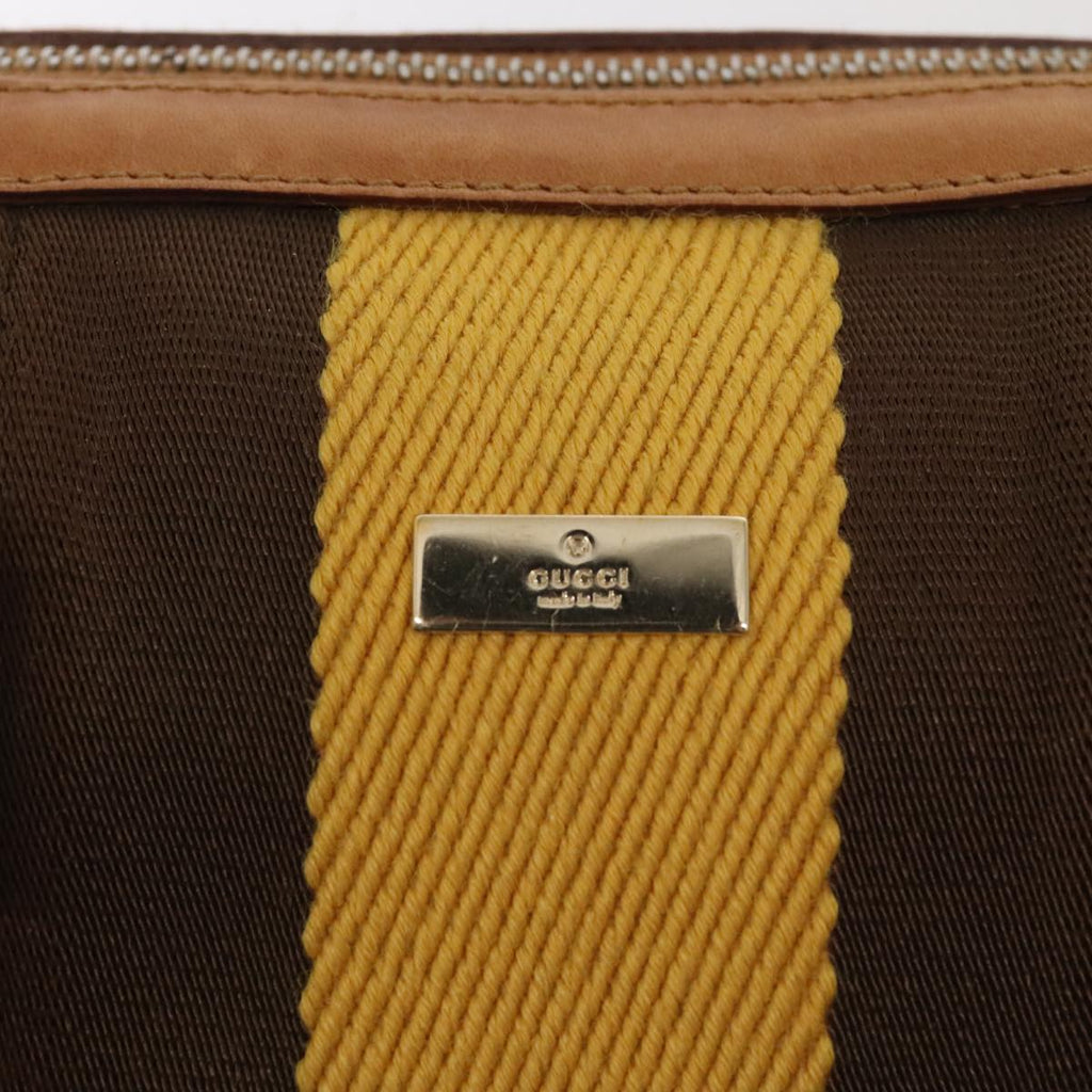 GUCCI Sherry Line Hand Bag Leather Brown Yellow gold 000 0851 yk15053
