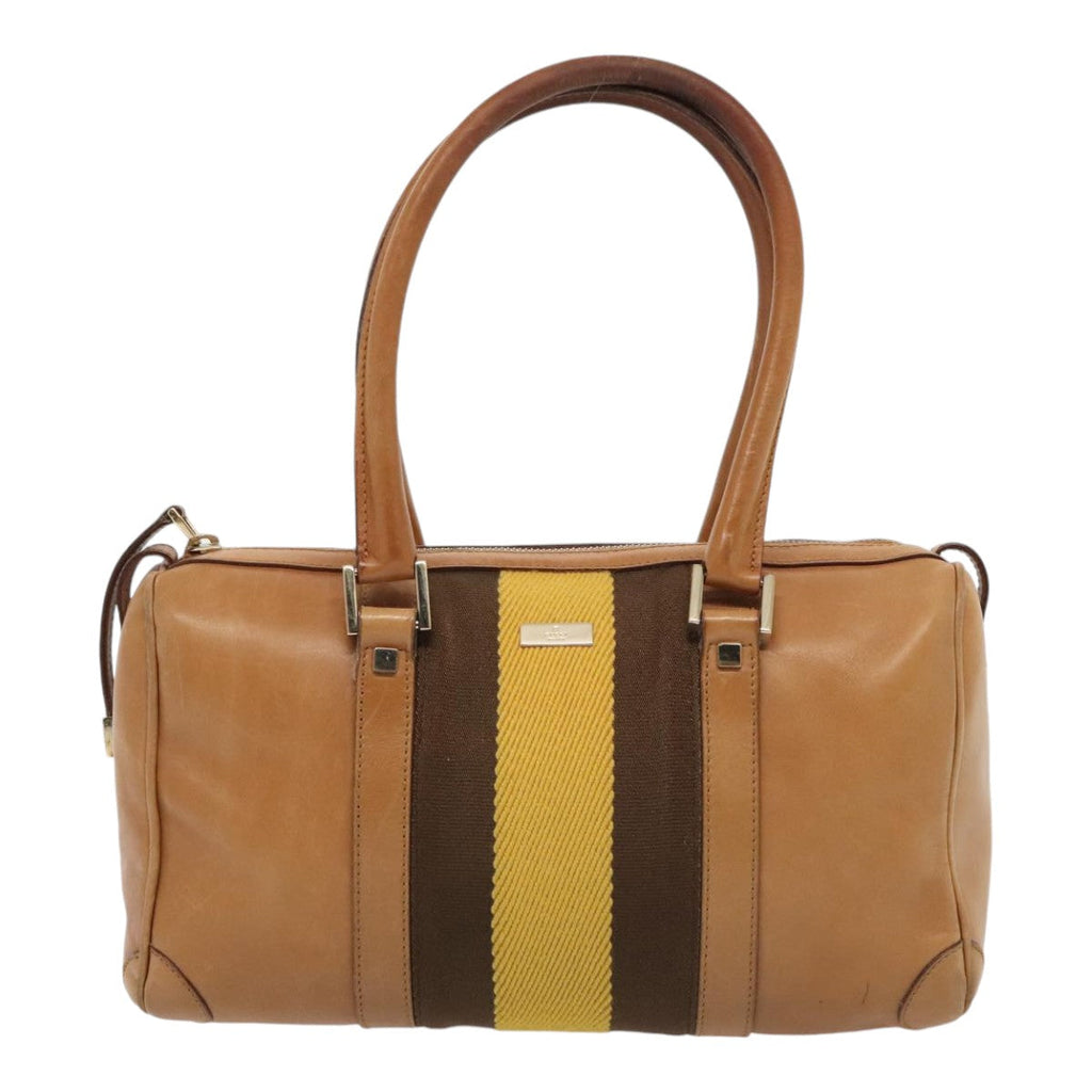 GUCCI Sherry Line Hand Bag Leather Brown Yellow gold 000 0851 yk15053