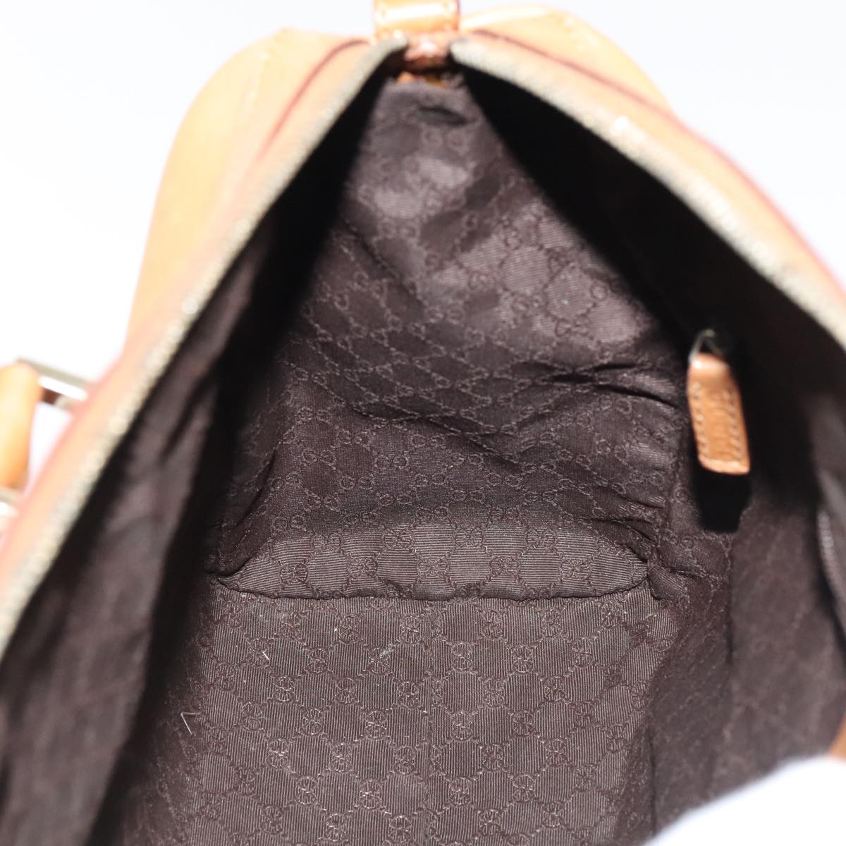GUCCI Sherry Line Hand Bag Leather Brown Yellow gold 000 0851 yk15053