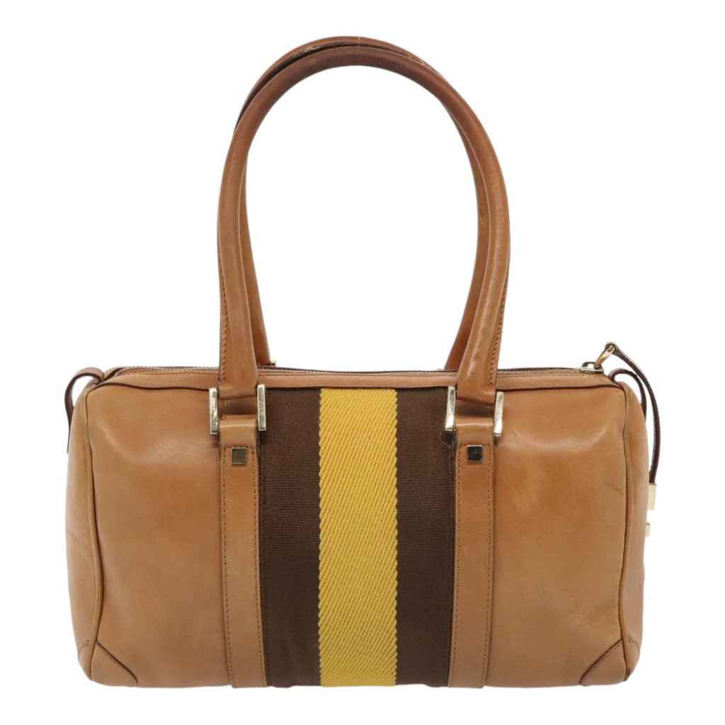 GUCCI Sherry Line Hand Bag Leather Brown Yellow gold 000 0851 yk15053