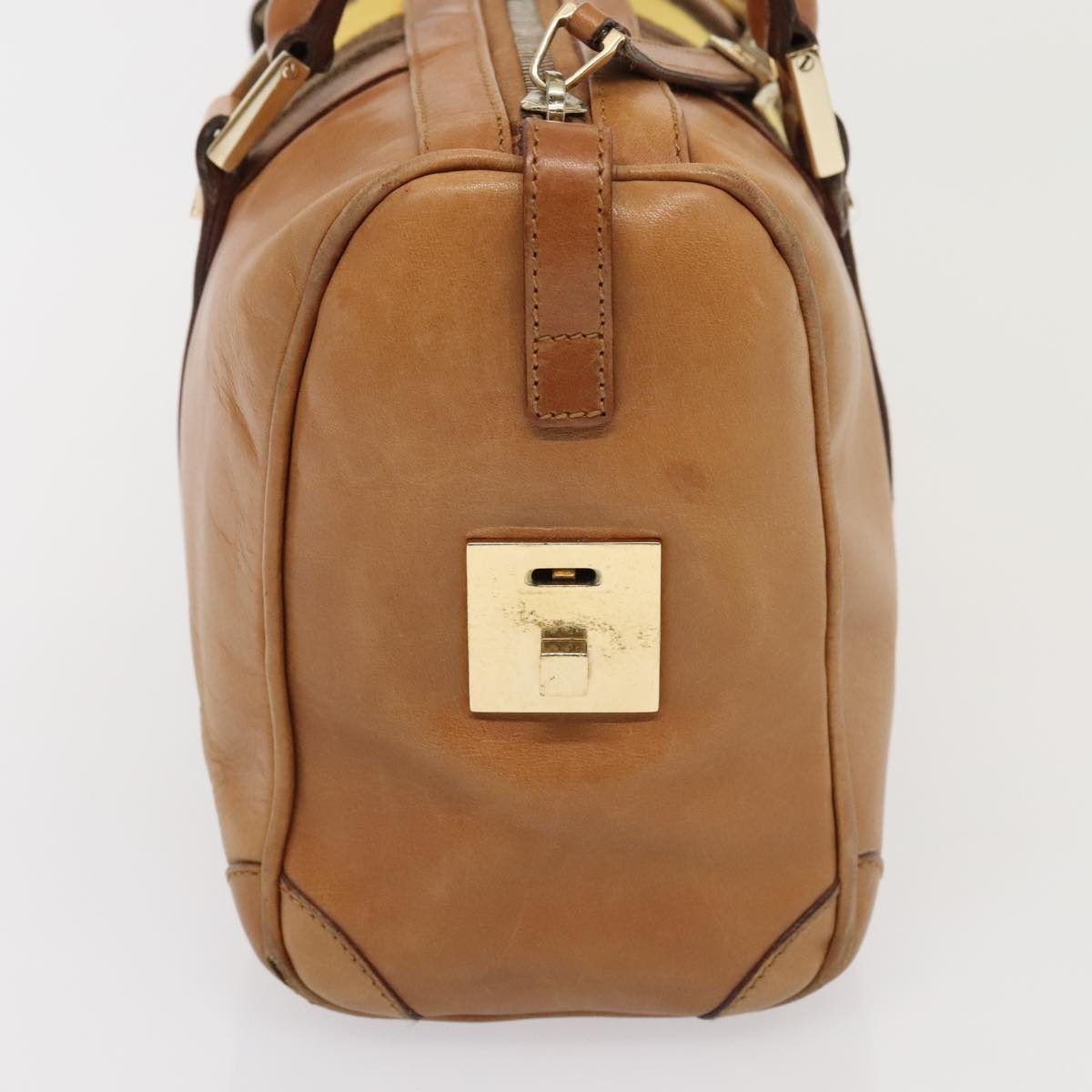 GUCCI Sherry Line Hand Bag Leather Brown Yellow gold 000 0851 yk15053