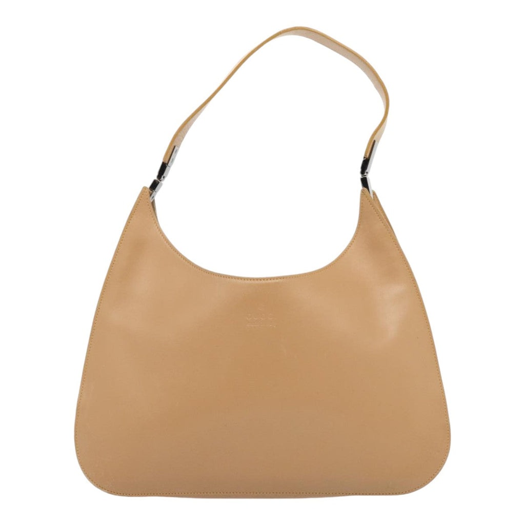 GUCCI Shoulder Bag Leather Beige Silver 001 3767 yk15054
