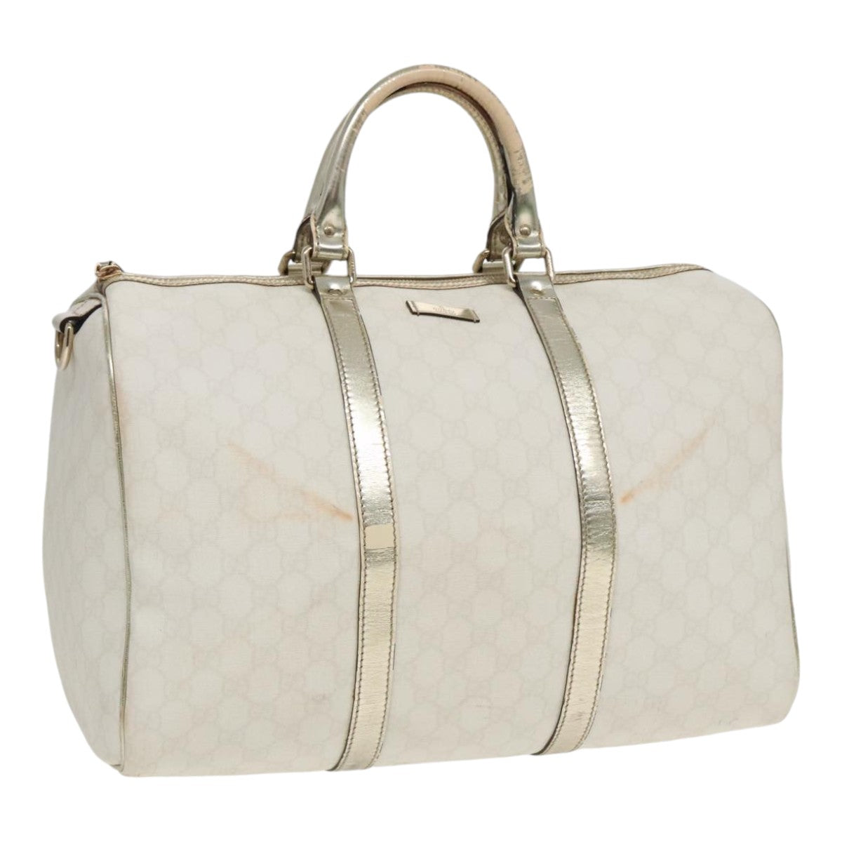 GUCCI GG Supreme Boston Bag PVC Leather Gold Silver 193602 yk15055
