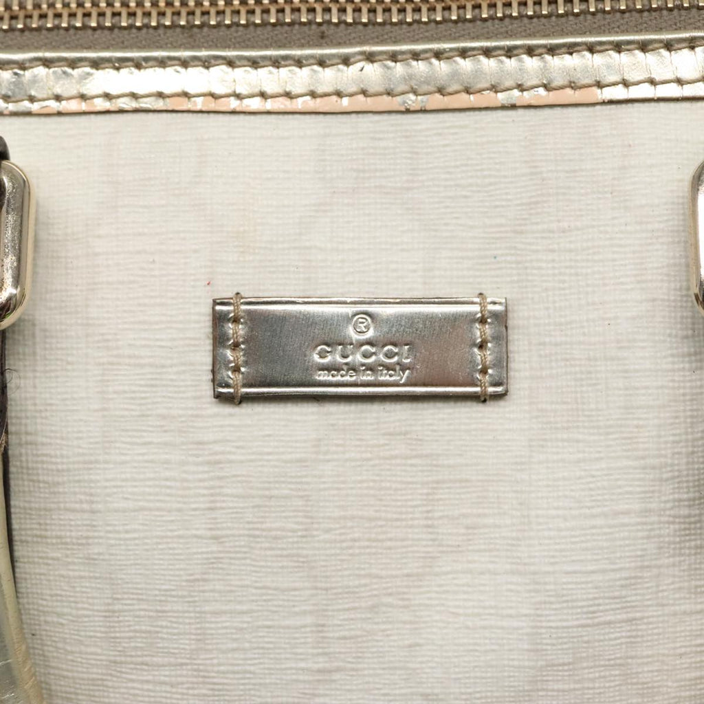 GUCCI GG Supreme Boston Bag PVC Leather Gold Silver 193602 yk15055