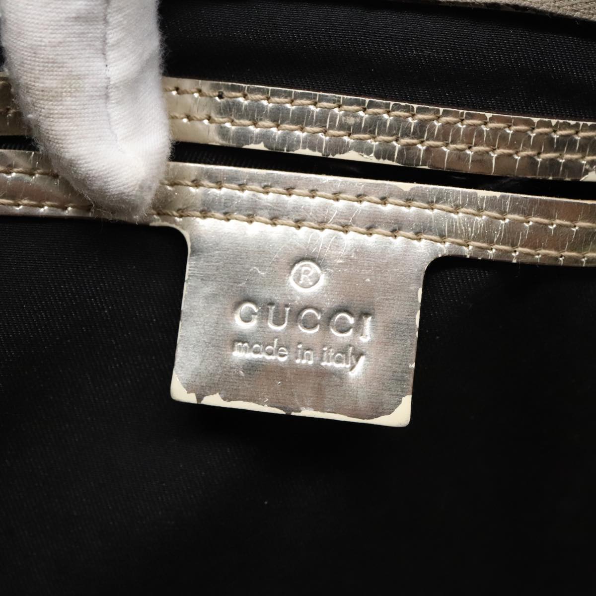 GUCCI GG Supreme Boston Bag PVC Leather Gold Silver 193602 yk15055