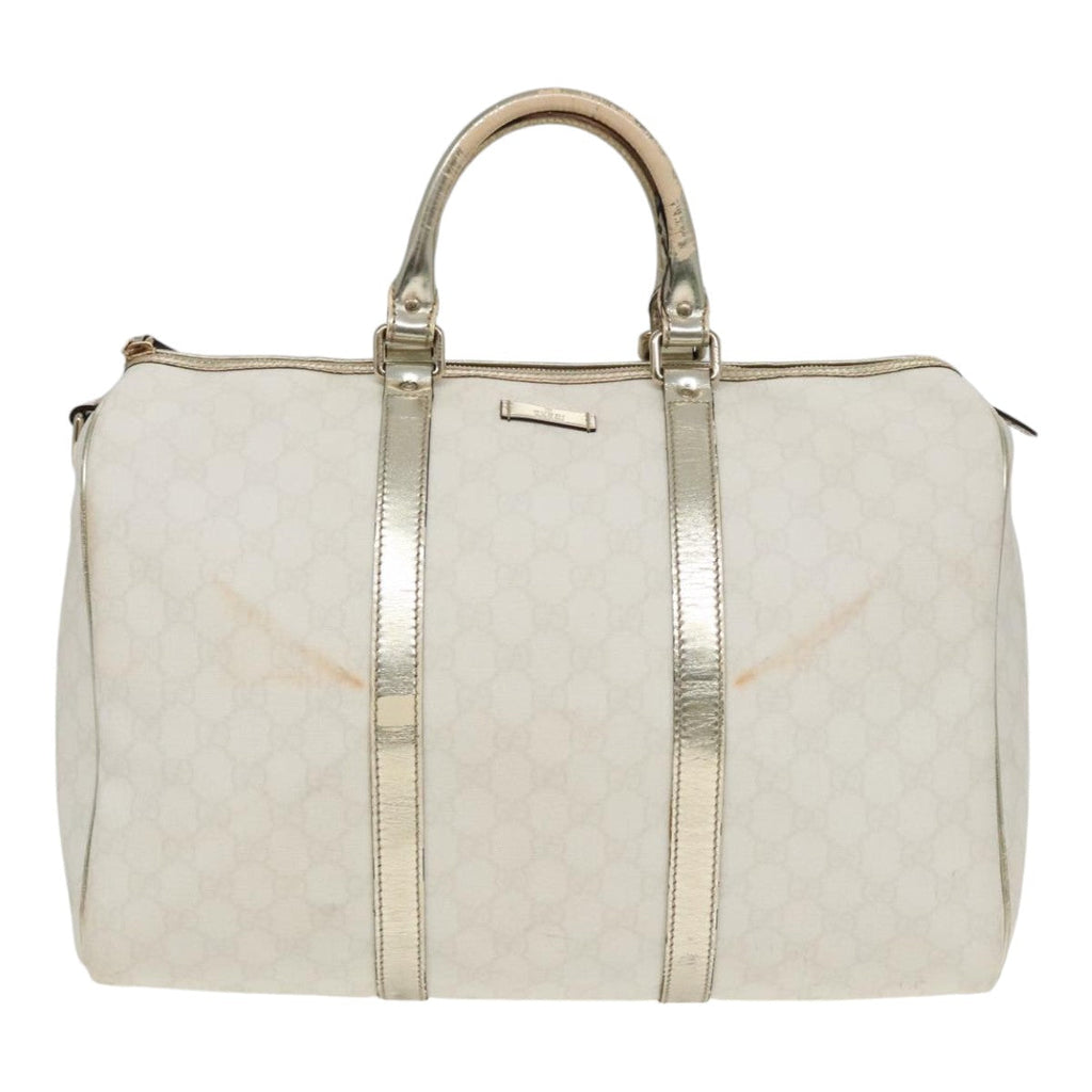 GUCCI GG Supreme Boston Bag PVC Leather Gold Silver 193602 yk15055