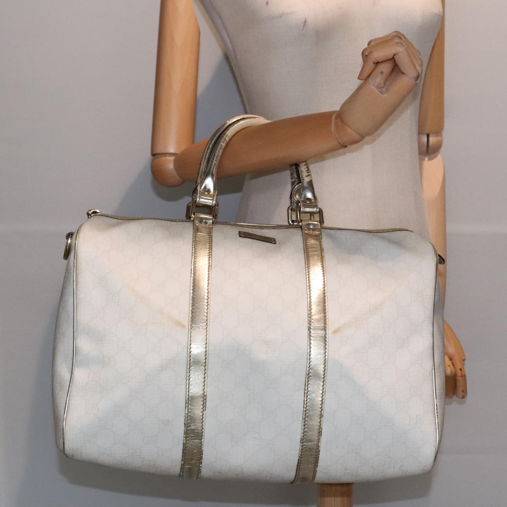 GUCCI GG Supreme Boston Bag PVC Leather Gold Silver 193602 yk15055