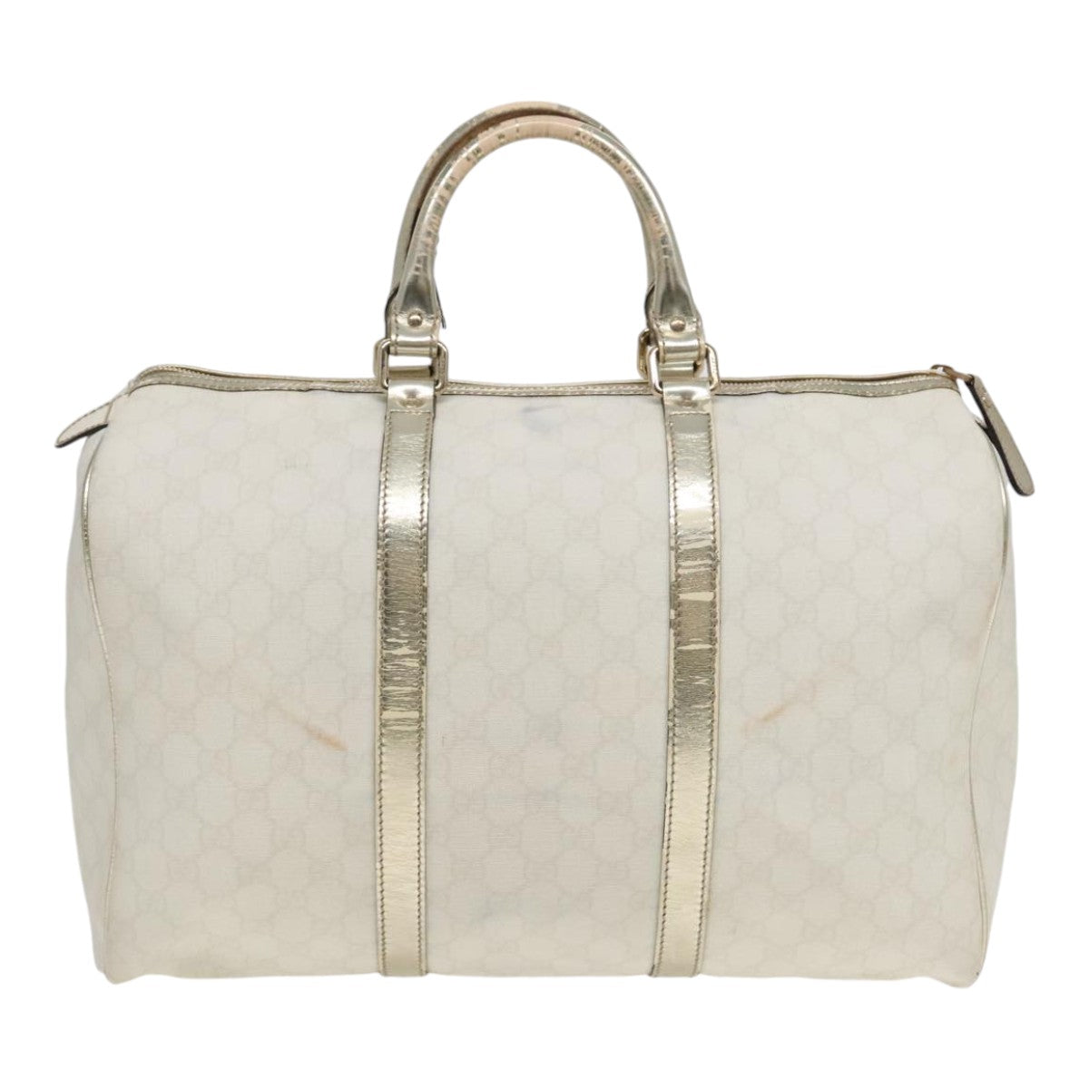 GUCCI GG Supreme Boston Bag PVC Leather Gold Silver 193602 yk15055