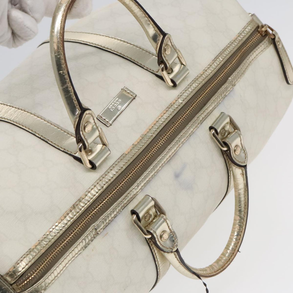 GUCCI GG Supreme Boston Bag PVC Leather Gold Silver 193602 yk15055