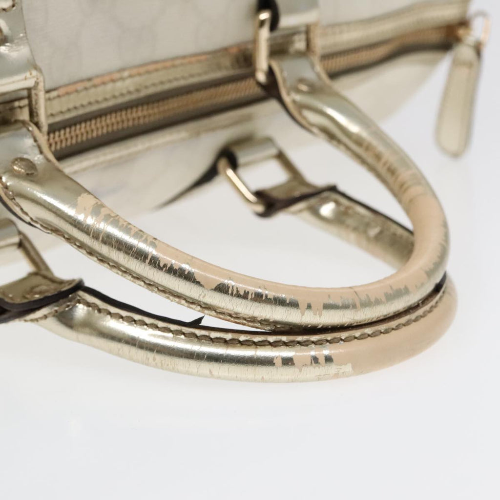 GUCCI GG Supreme Boston Bag PVC Leather Gold Silver 193602 yk15055
