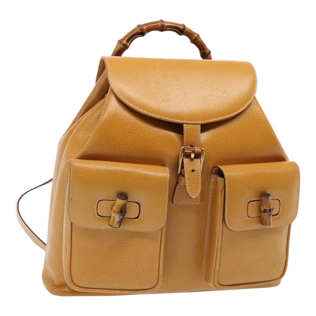 GUCCI Bamboo Backpack Leather Yellow 003 2058 0016 yk15057