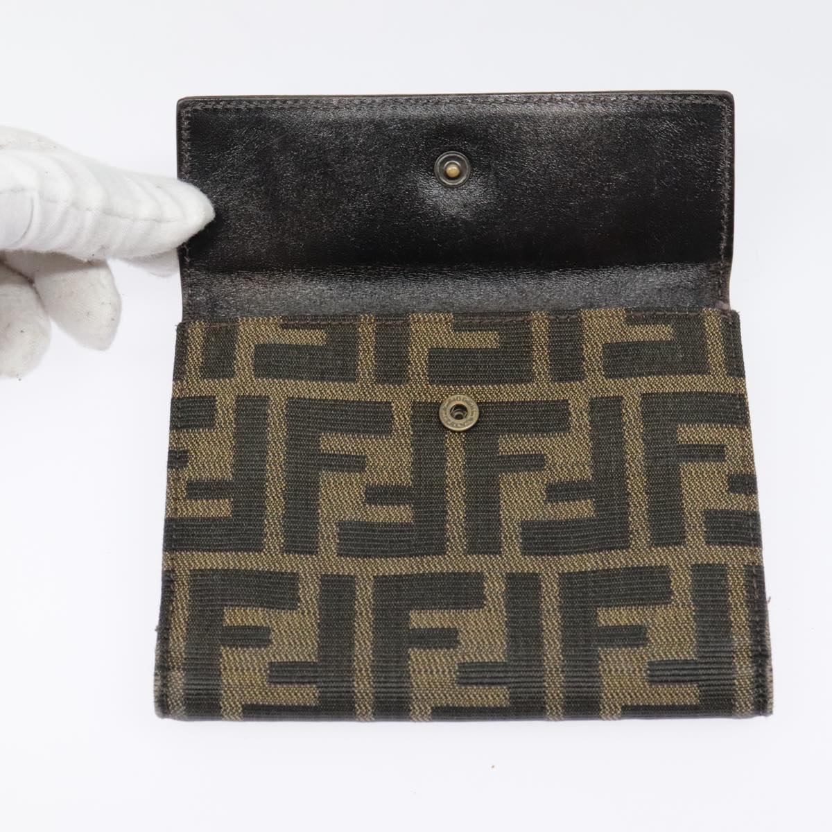 FENDI Zucca Canvas Wallet Black Brown yk15059