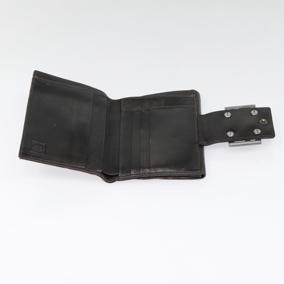 FENDI Zucca Canvas Wallet Black Brown yk15059