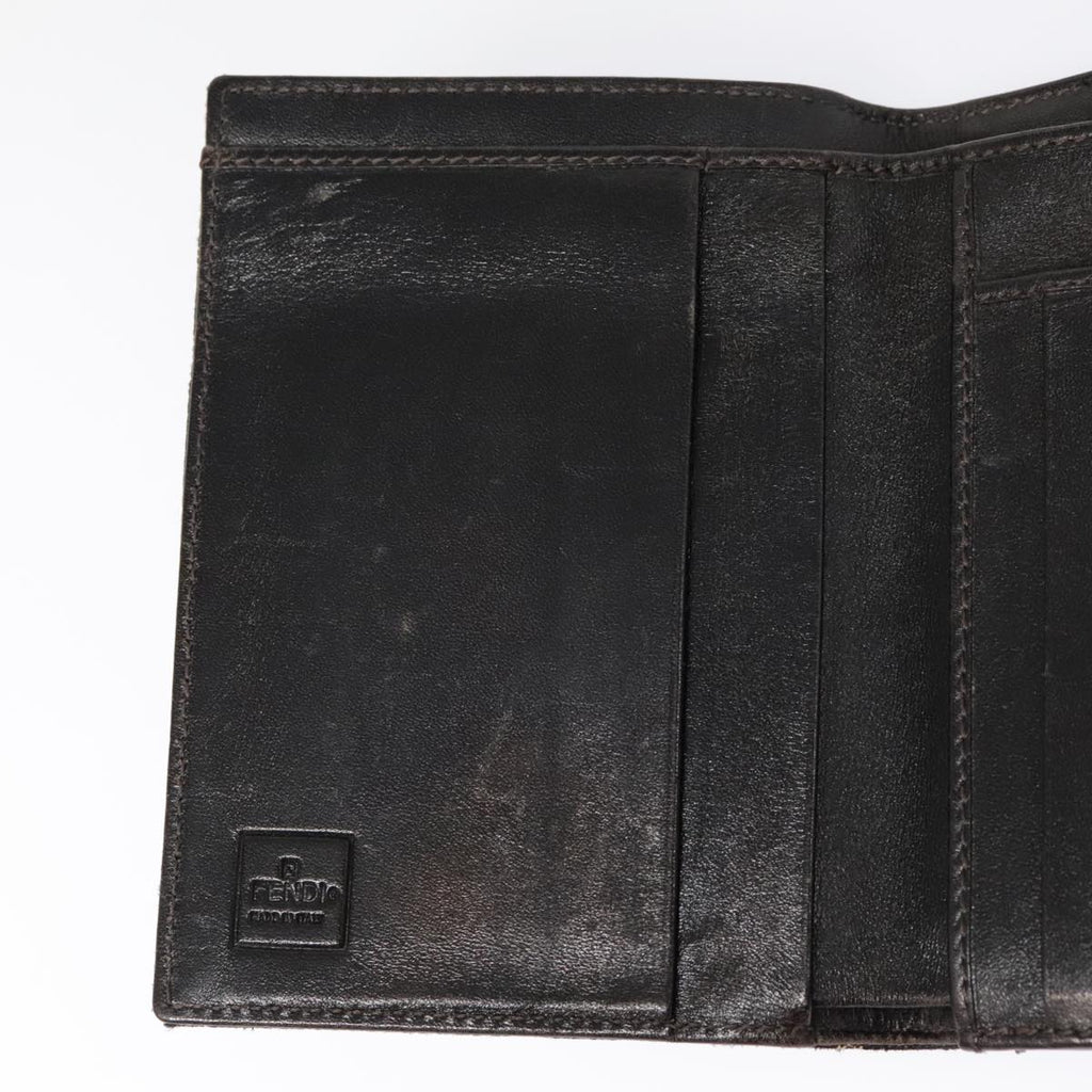 FENDI Zucca Canvas Wallet Black Brown yk15059