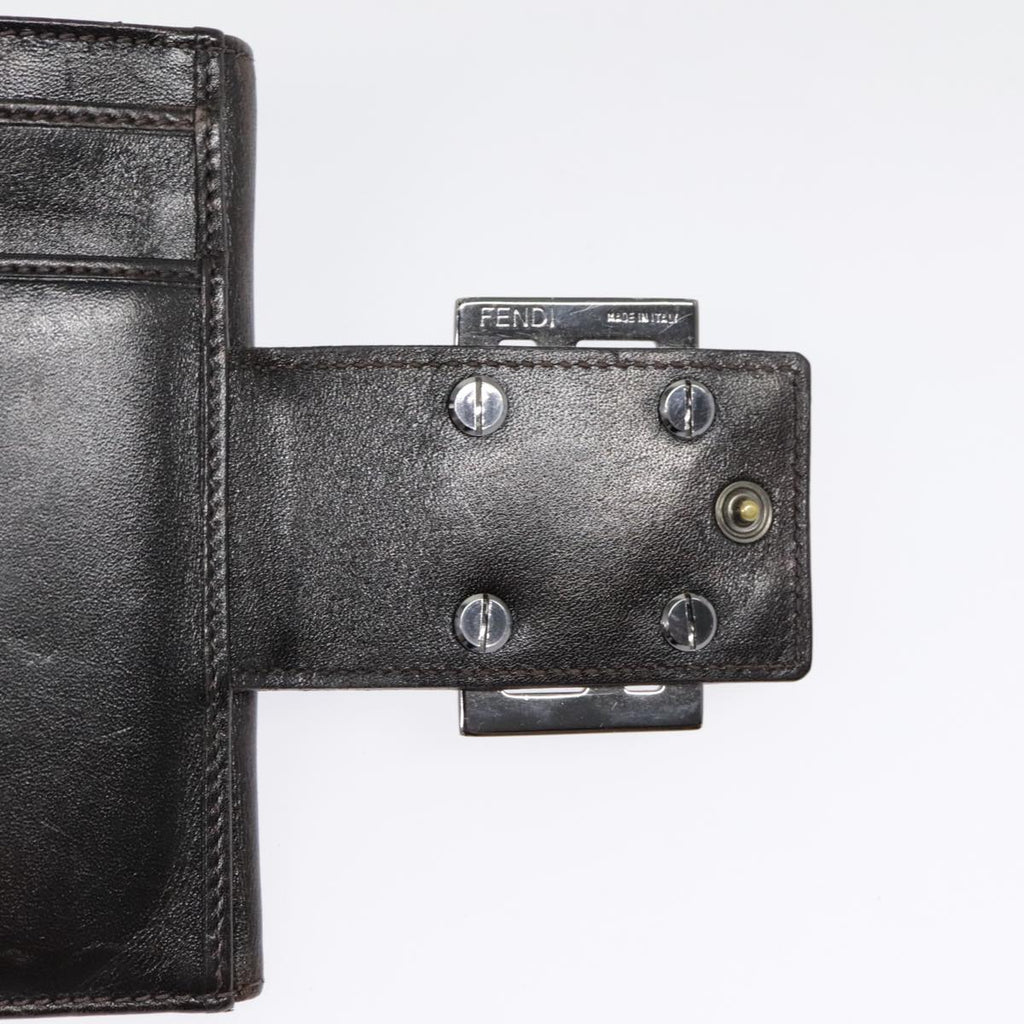 FENDI Zucca Canvas Wallet Black Brown yk15059