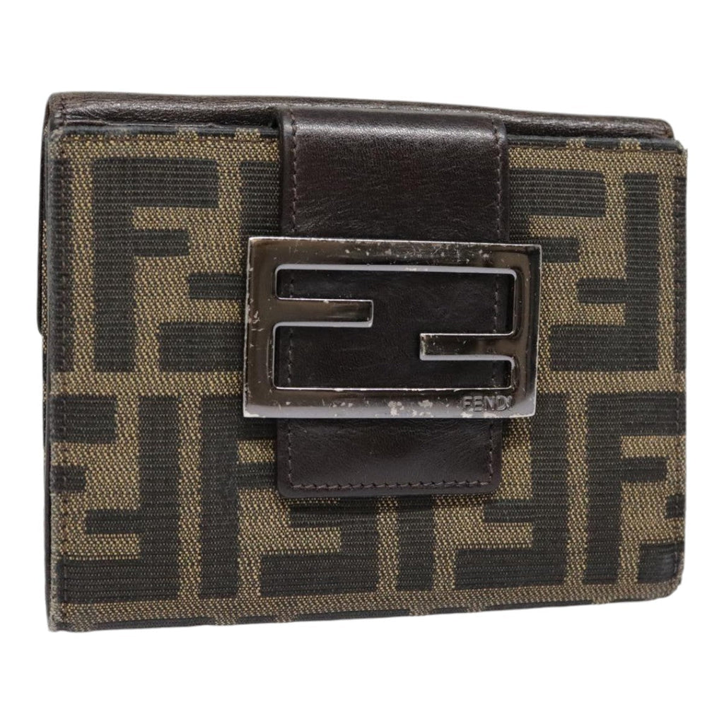 FENDI Zucca Canvas Wallet Black Brown yk15059