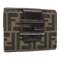 FENDI Zucca Canvas Wallet Black Brown yk15059