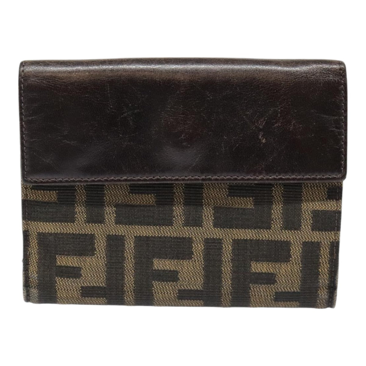 FENDI Zucca Canvas Wallet Black Brown yk15059