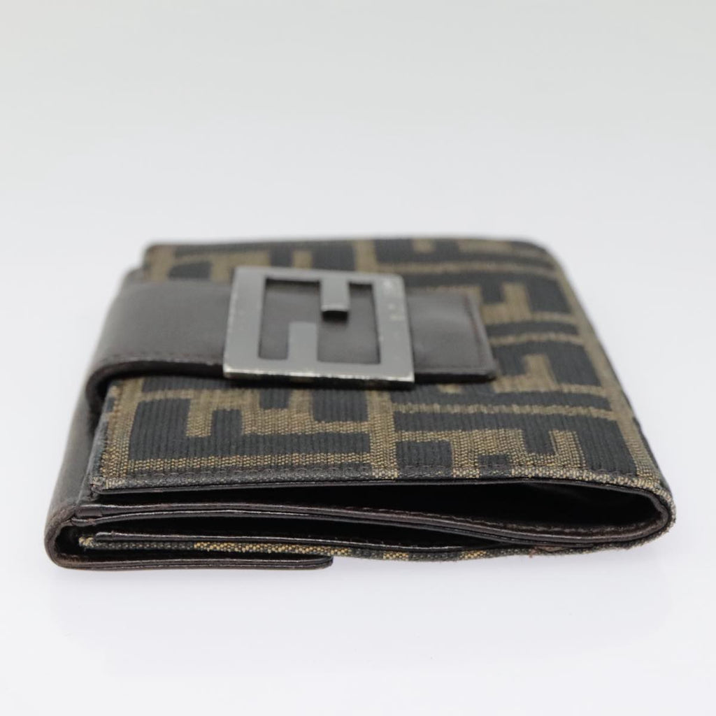 FENDI Zucca Canvas Wallet Black Brown yk15059
