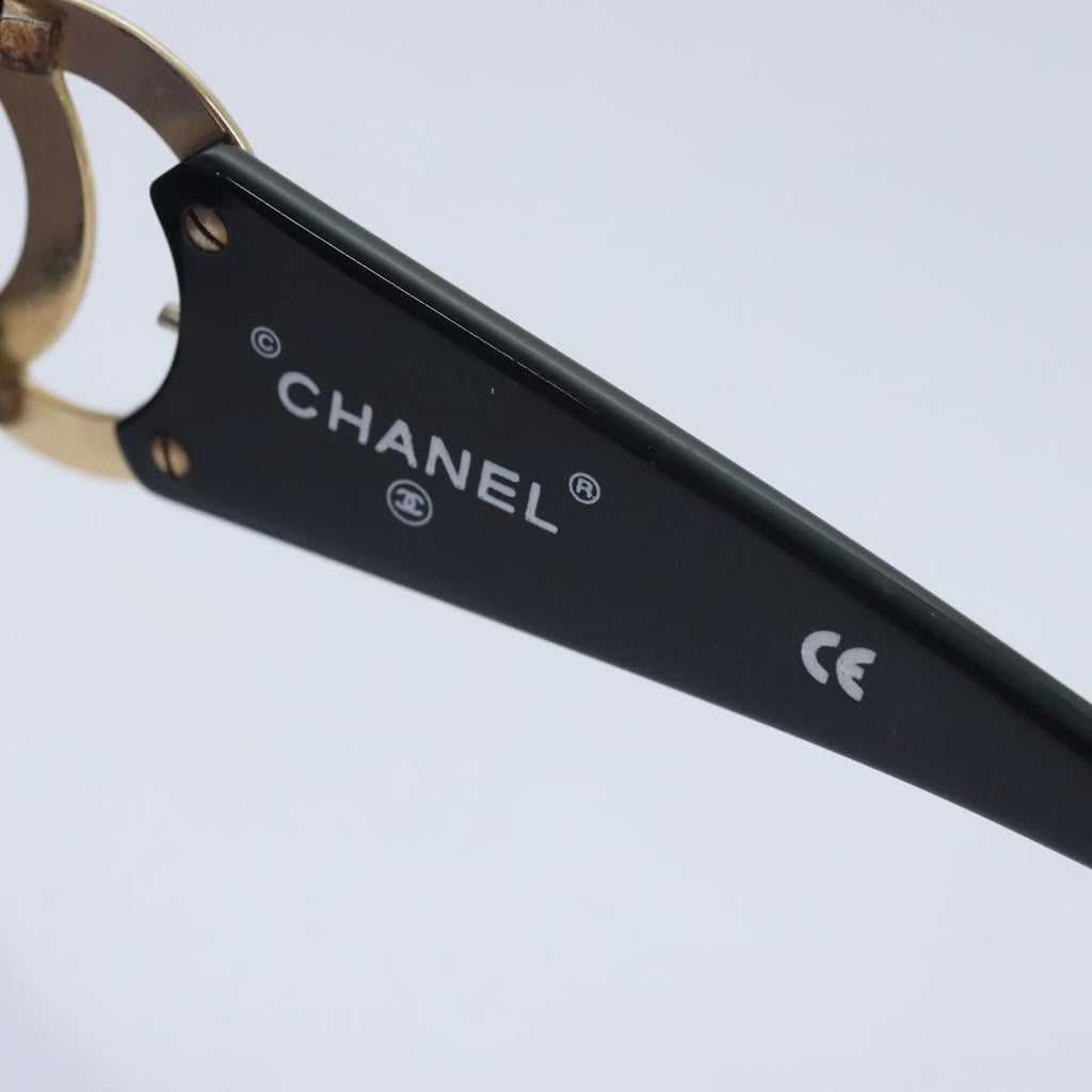 CHANEL Sunglasses Plastic Metal Black Gold CC yk15060