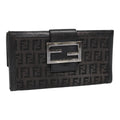 FENDI Zucchino Canvas Long Wallet Black Silver yk15074