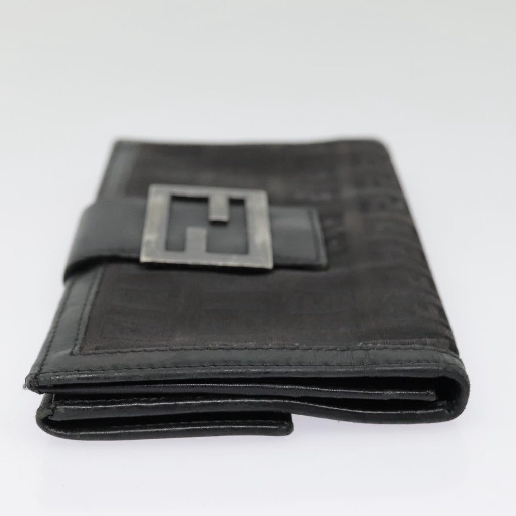 FENDI Zucchino Canvas Long Wallet Black Silver yk15074
