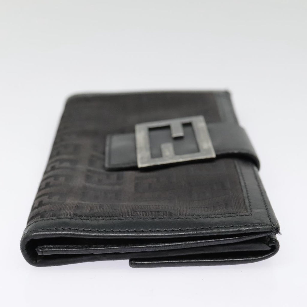 FENDI Zucchino Canvas Long Wallet Black Silver yk15074