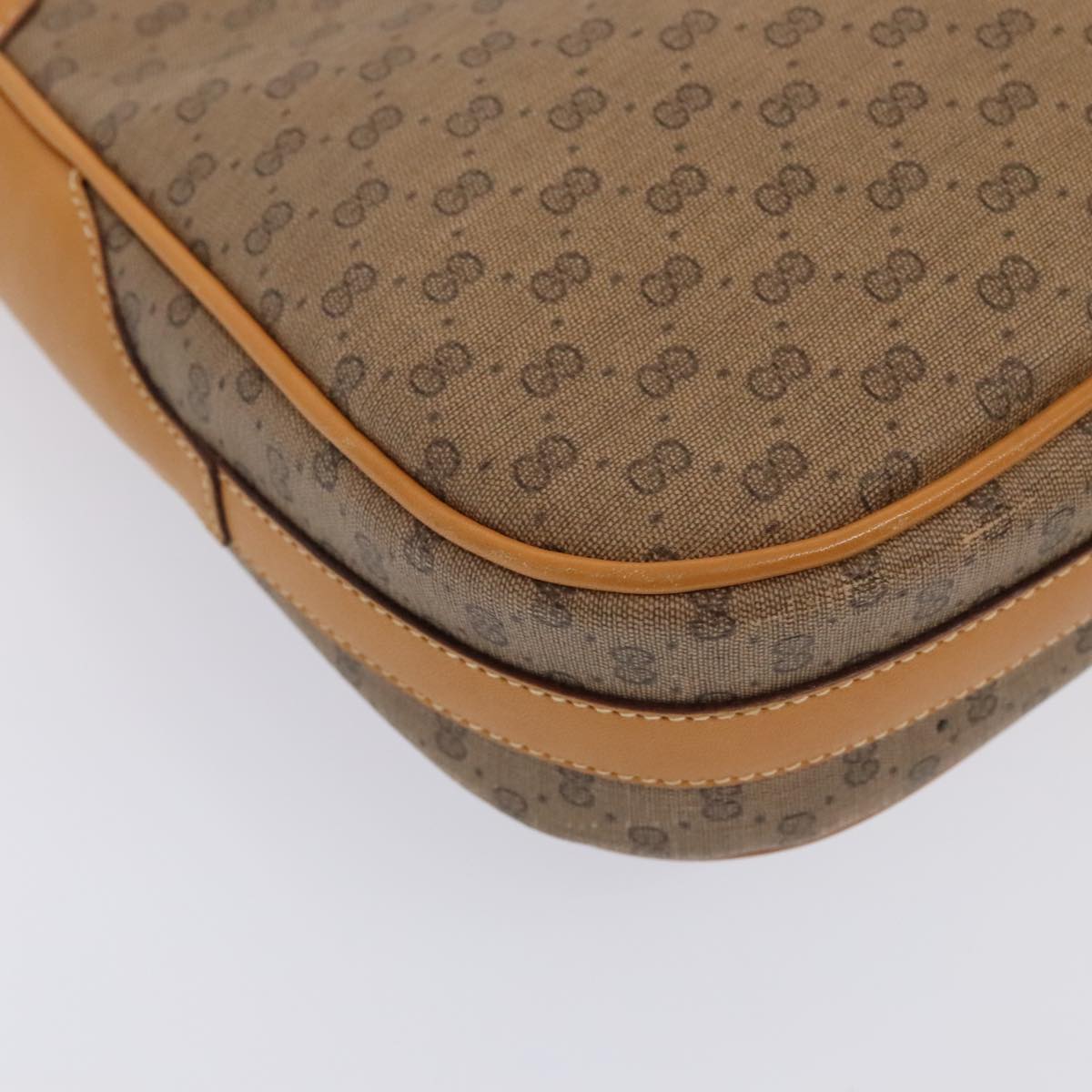 GUCCI Micro GG Supreme Shoulder Bag PVC Leather Beige Gold yk15078