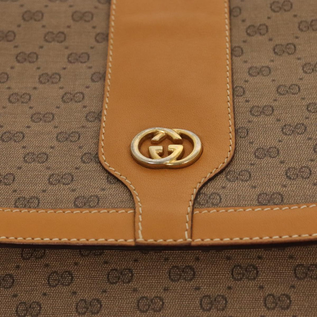 GUCCI Micro GG Supreme Shoulder Bag PVC Leather Beige Gold yk15078