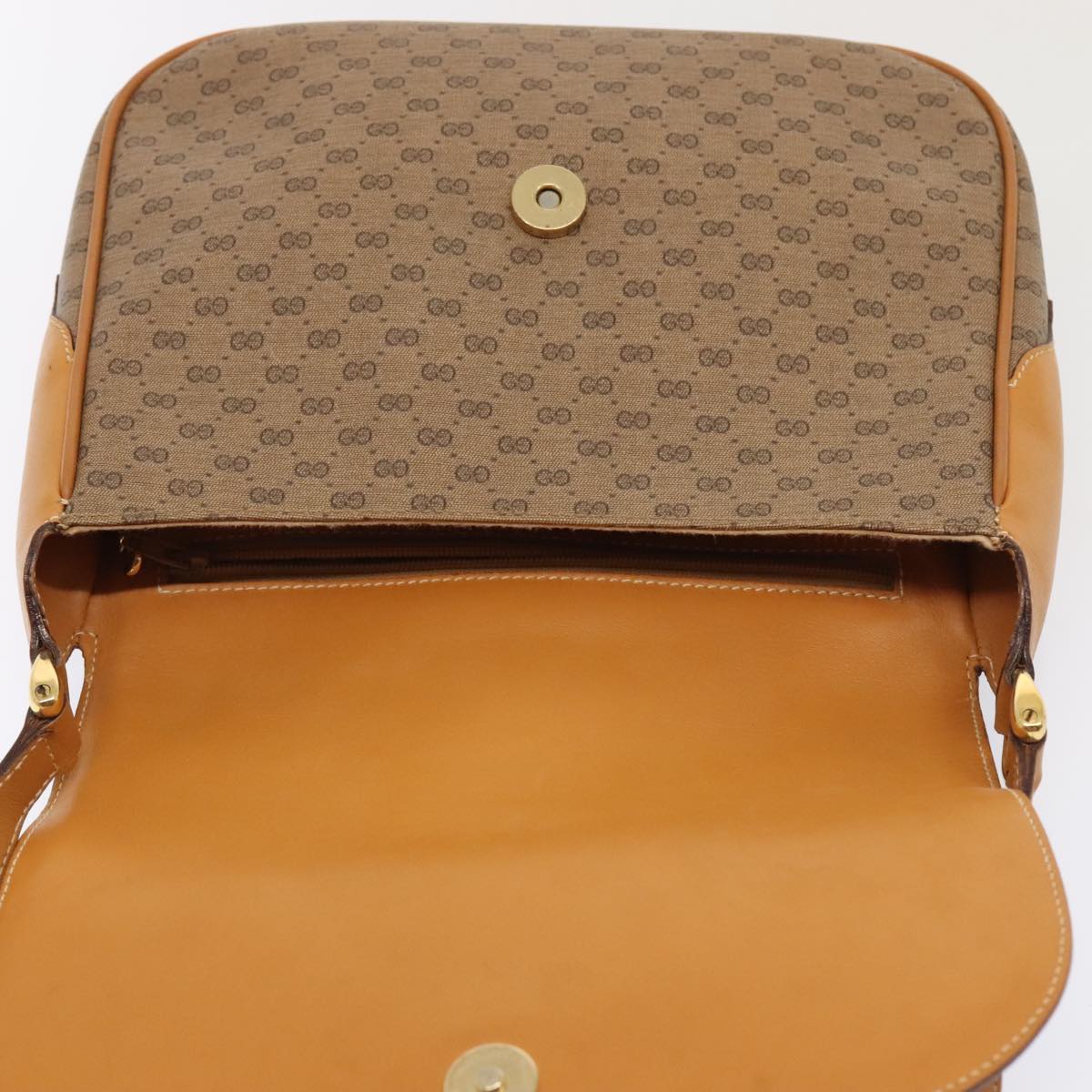 GUCCI Micro GG Supreme Shoulder Bag PVC Leather Beige Gold yk15078