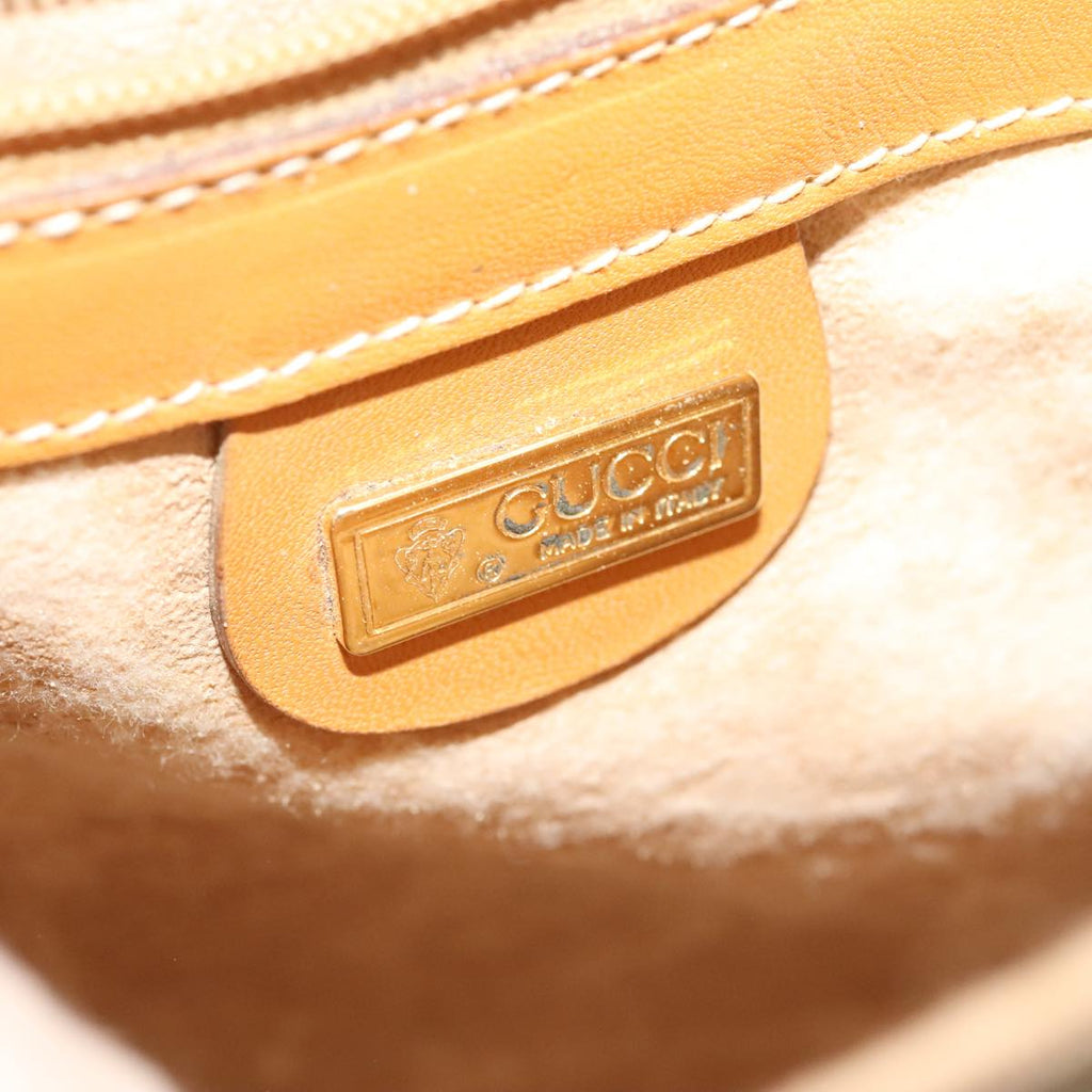 GUCCI Micro GG Supreme Shoulder Bag PVC Leather Beige Gold yk15078