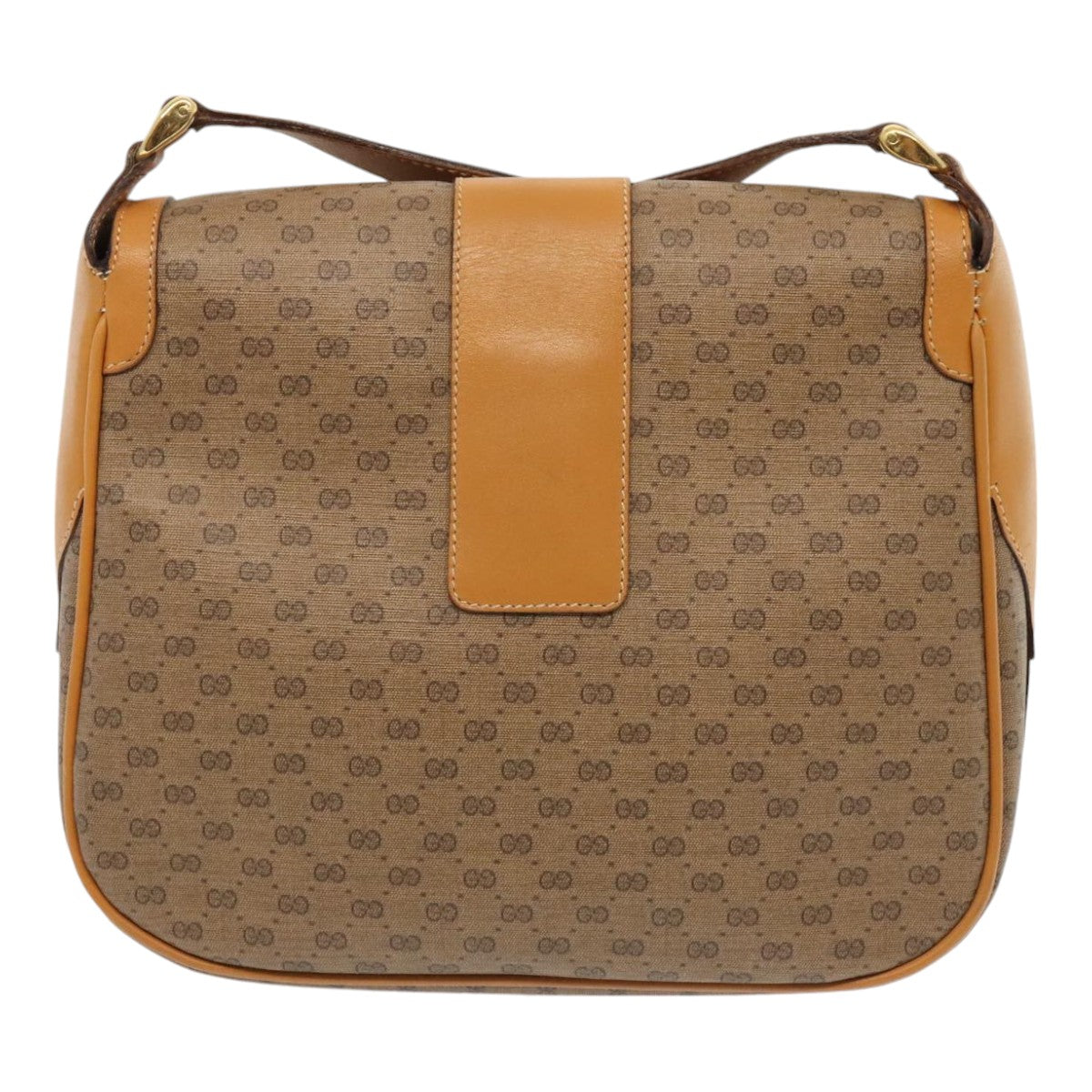 GUCCI Micro GG Supreme Shoulder Bag PVC Leather Beige Gold yk15078