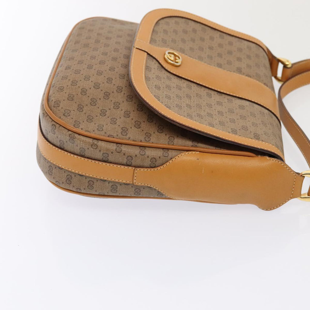 GUCCI Micro GG Supreme Shoulder Bag PVC Leather Beige Gold yk15078