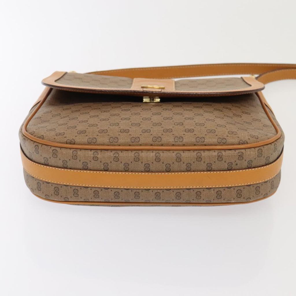 GUCCI Micro GG Supreme Shoulder Bag PVC Leather Beige Gold yk15078