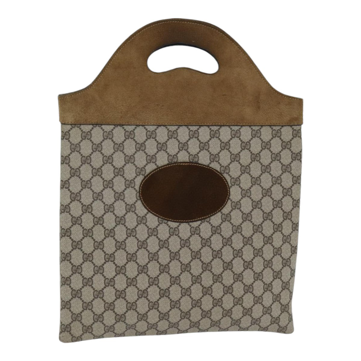 GUCCI GG Supreme Hand Bag PVC Leather Suede Beige Brown yk15083