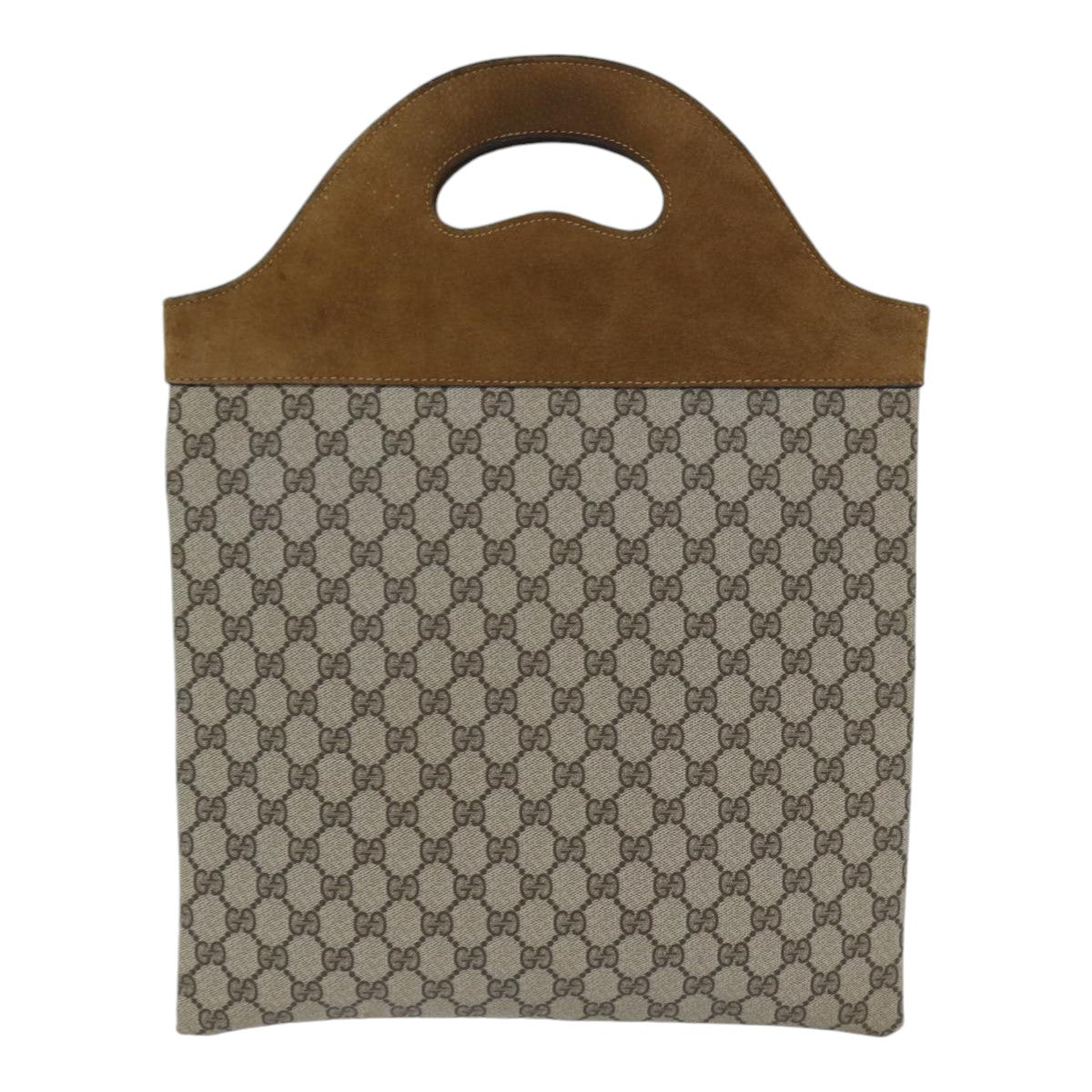 GUCCI GG Supreme Hand Bag PVC Leather Suede Beige Brown yk15083