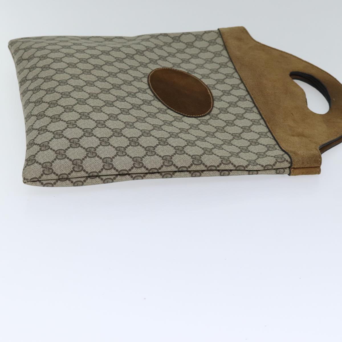 GUCCI GG Supreme Hand Bag PVC Leather Suede Beige Brown yk15083