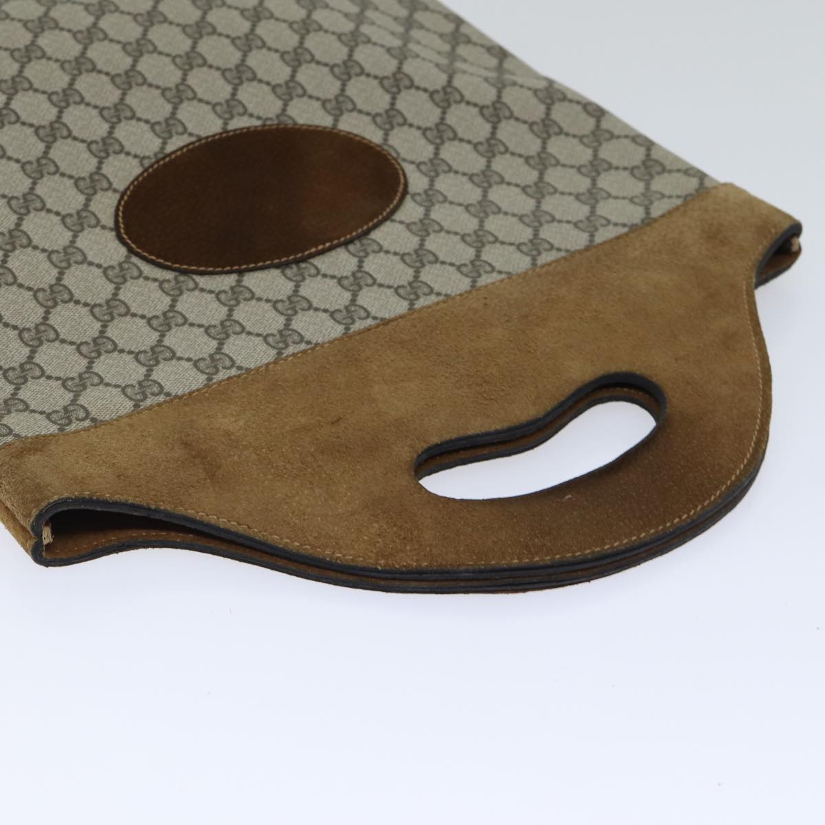 GUCCI GG Supreme Hand Bag PVC Leather Suede Beige Brown yk15083