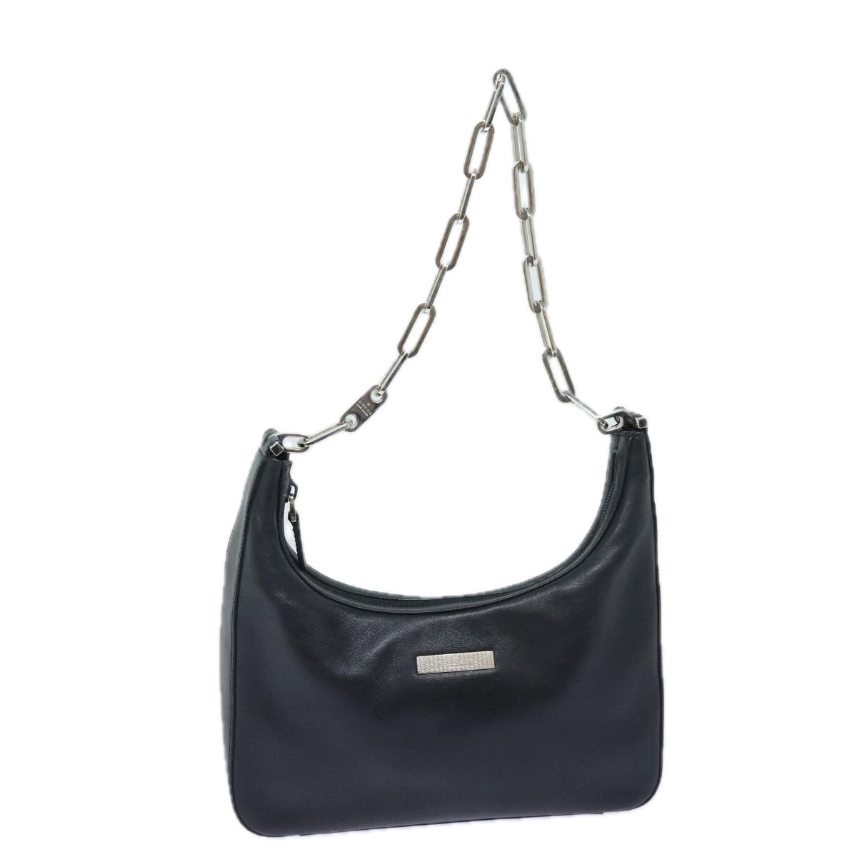 GUCCI Chain Shoulder Bag Leather Black Silver 001 3873 3754 yk15085