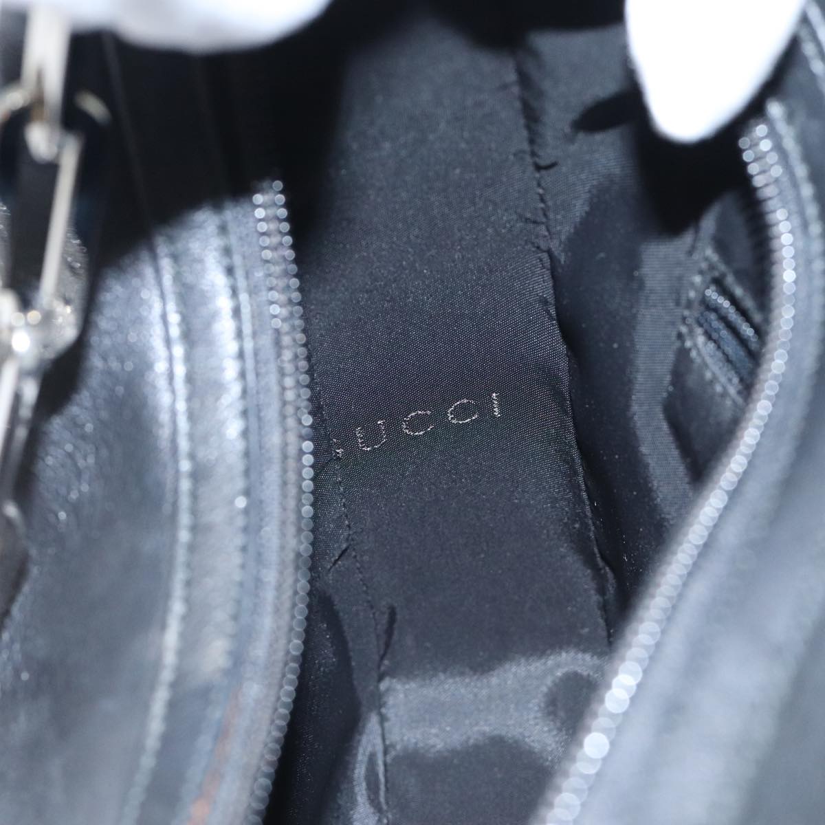 GUCCI Chain Shoulder Bag Leather Black Silver 001 3873 3754 yk15085