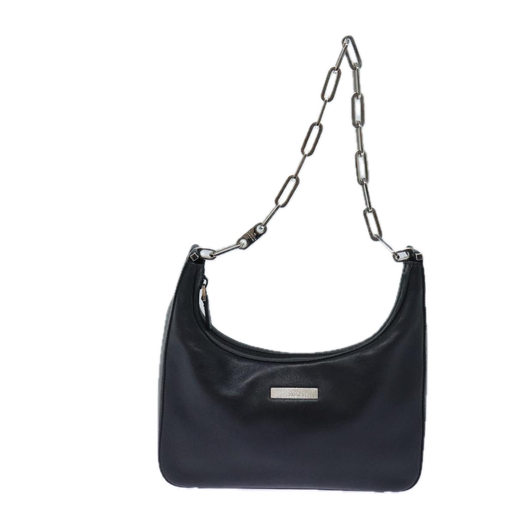 GUCCI Chain Shoulder Bag Leather Black Silver 001 3873 3754 yk15085